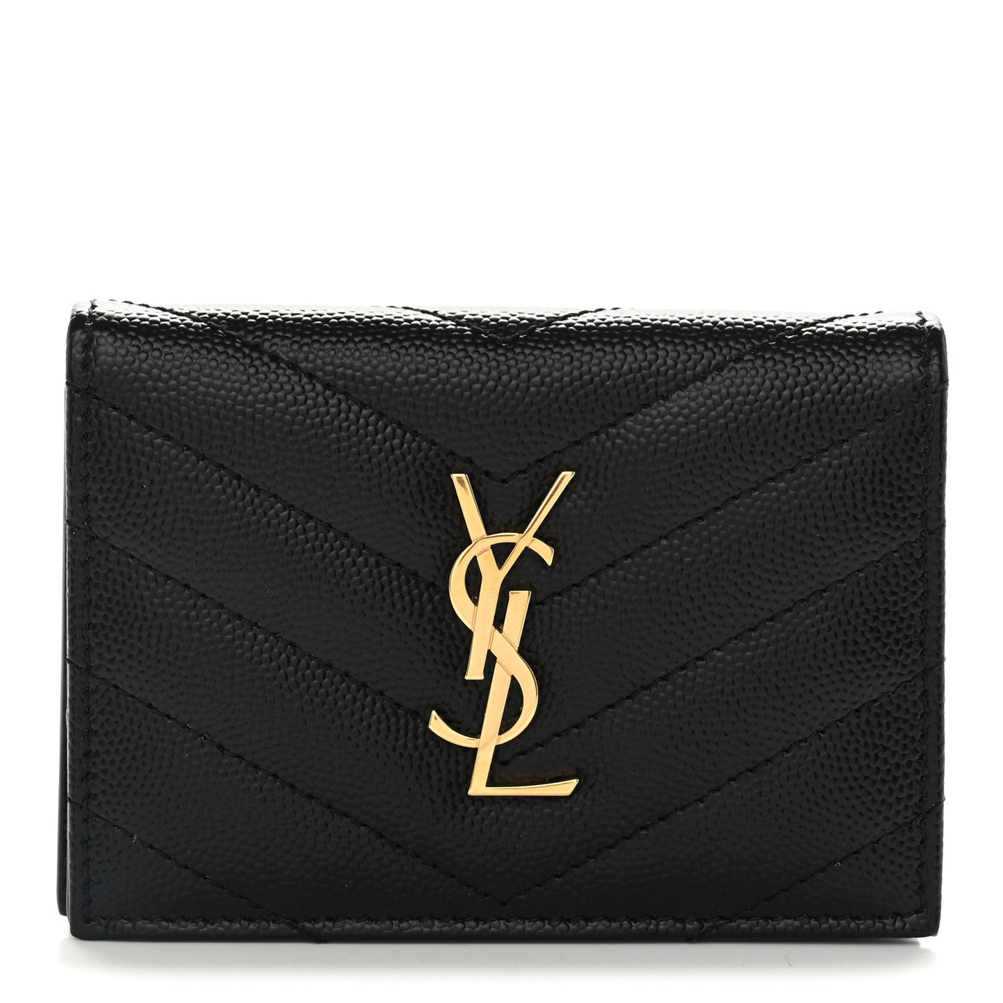 Grain De Poudre Matelasse Chevron Monogram Flap Card Case Black