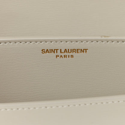 Saint Laurent Smooth Calfskin Medium Monogram Sunset Satchel Blanc Vintage 6 of 10