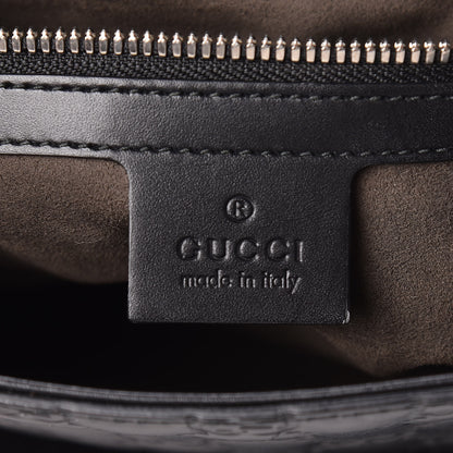 Gucci Guccissima Signature Single Buckle Flap Messenger Bag Black 8 of 14