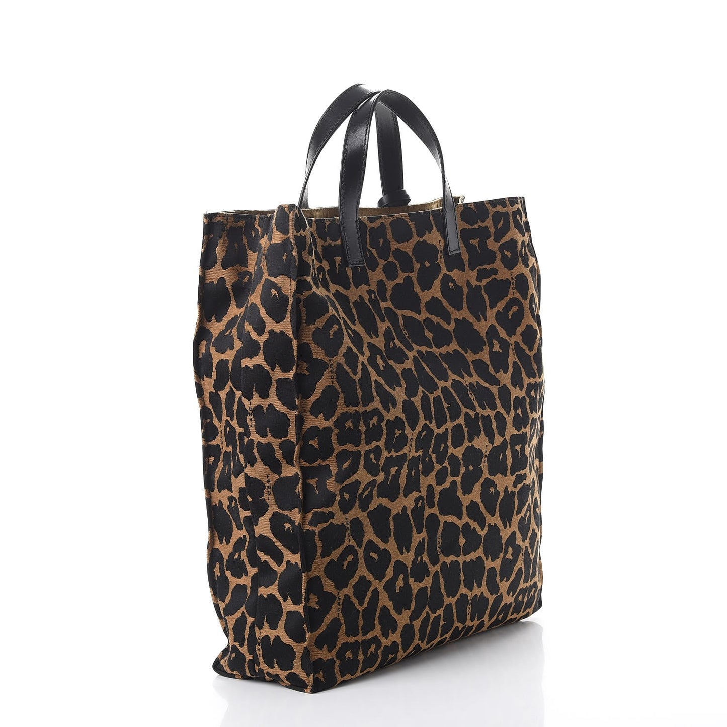 Jacquard Leopard Print Shopping Tote Brown