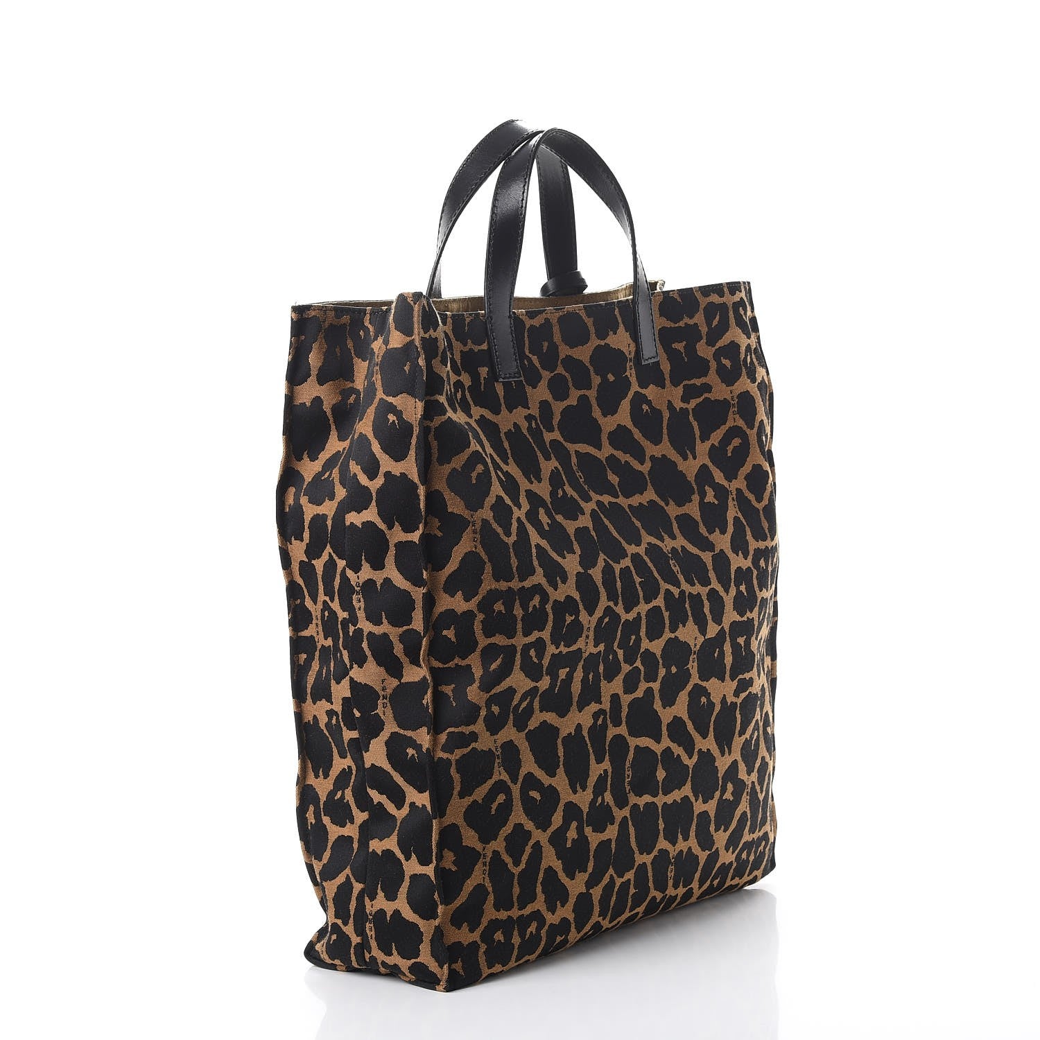 Fendi Jacquard Leopard Print Shopping Tote Brown 3 of 9