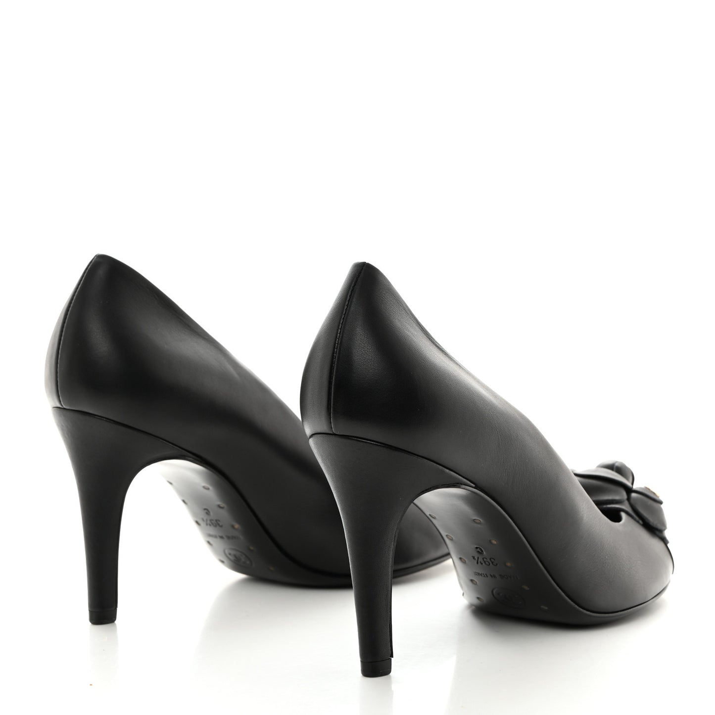 Lambskin Camellia Pumps 39.5 Black