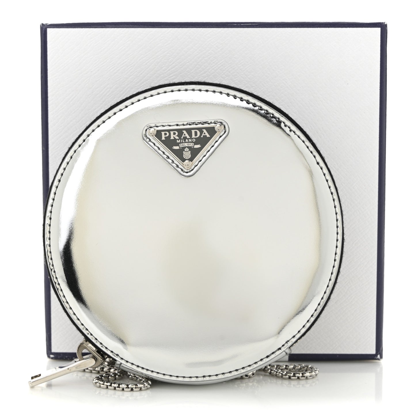 Spazzolato Round Chain Coin Crossbody Pouch Argento