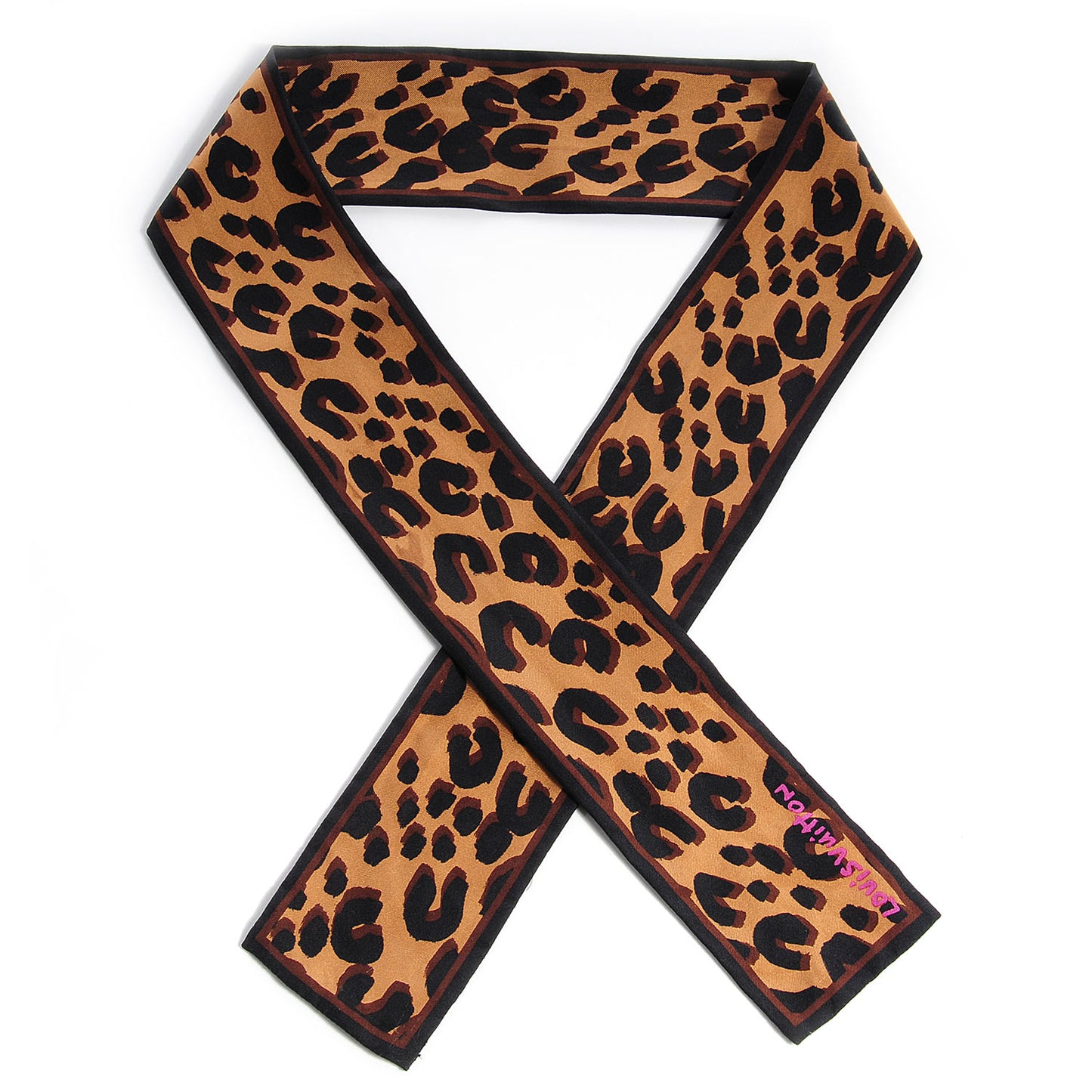 Silk Leopard Bandeau Scarf Marron