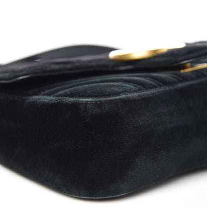Gucci Velvet Matelasse Mini GG Marmont Shoulder Bag Black 6 of 17