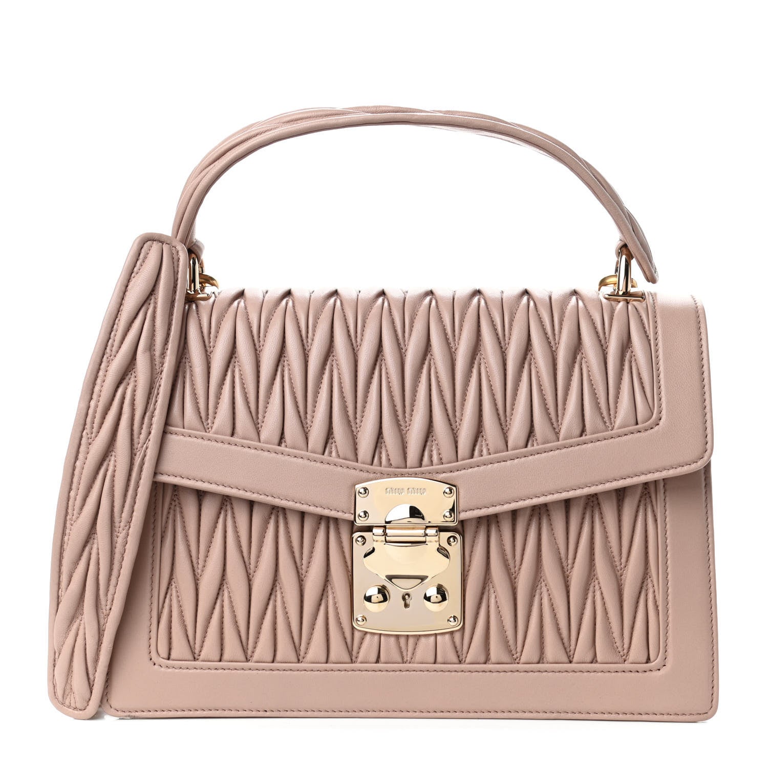 Miu Miu Nappa Confidential Matelasse Top Handle Beige 1 of 4