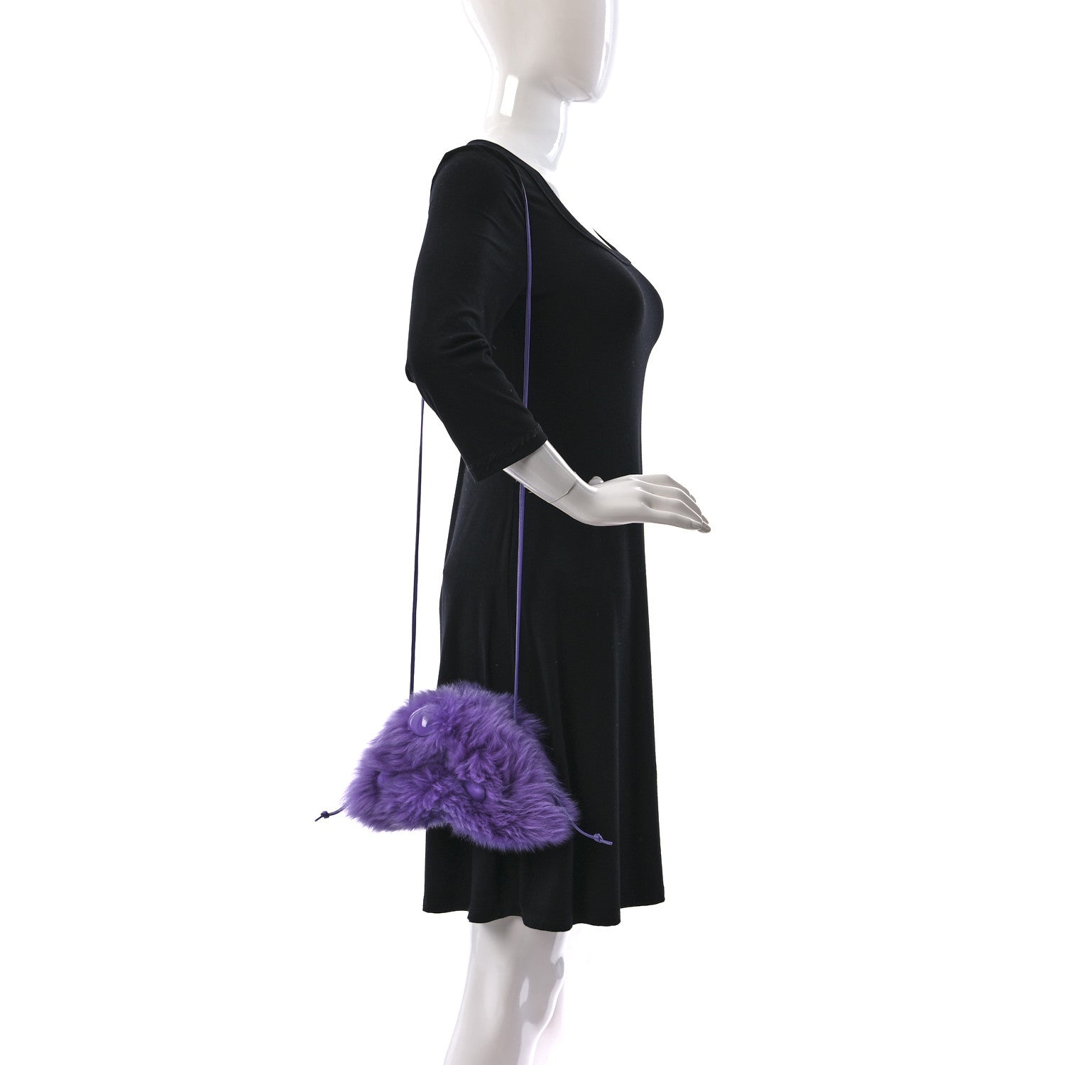 Bottega Veneta Shearling Lambskin Embellished The Mini Pouch Purple 2 of 9