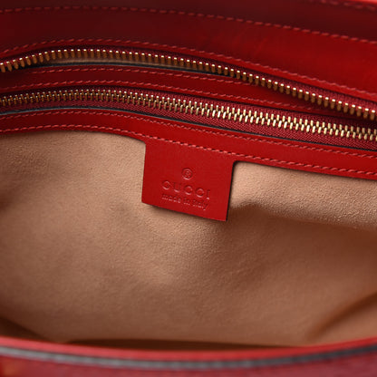 Gucci Guccissima Small Zippered Bucket Tote Hibiscus Red 7 of 12
