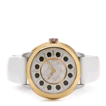 Fendi Stainless Steel Calfskin Mother of Pearl Topaz Spinel 38mm Ishine Rotating Gem Quartz Watch 4 of 7
