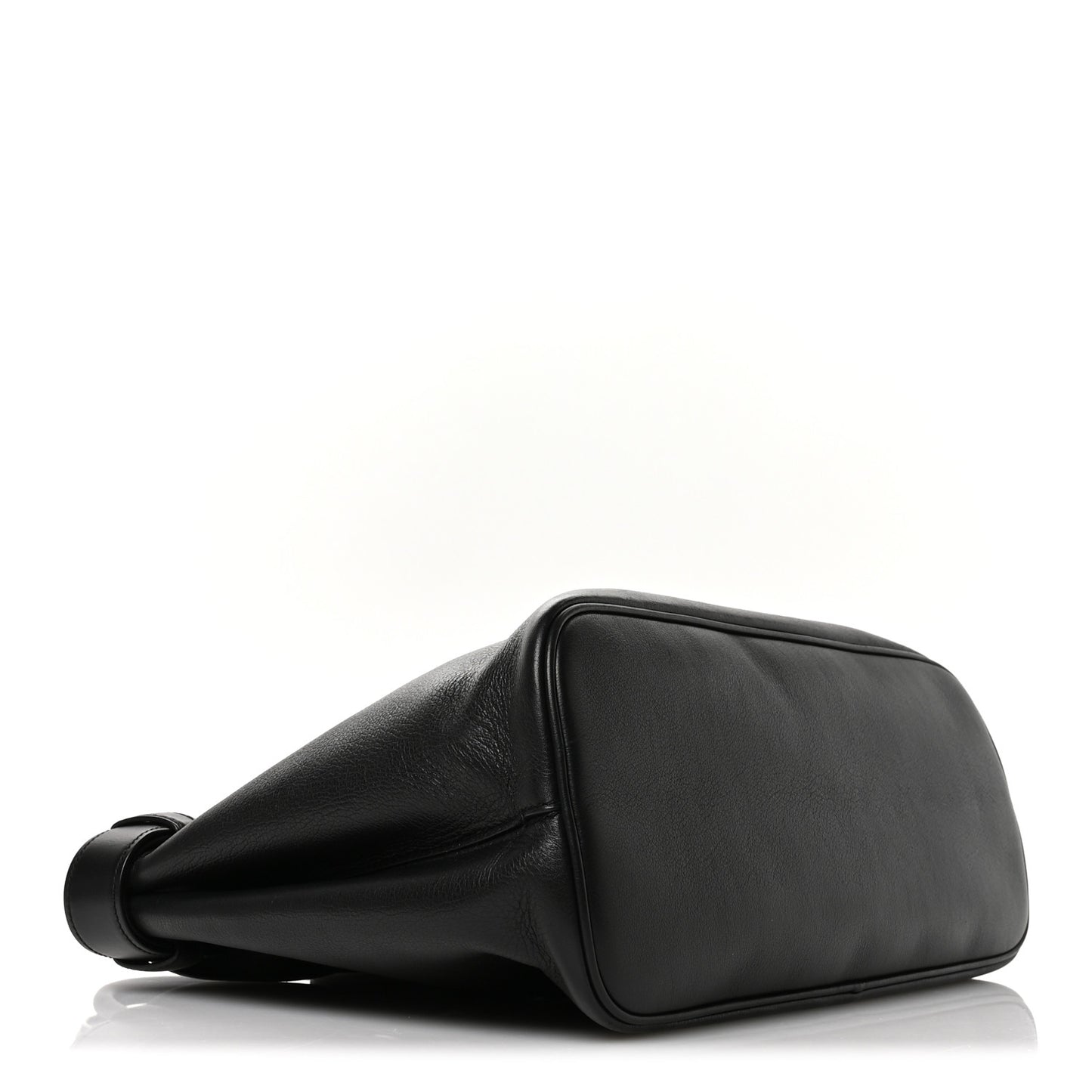 Soft Grain Calfskin Large Buckle Bag With Belt Black