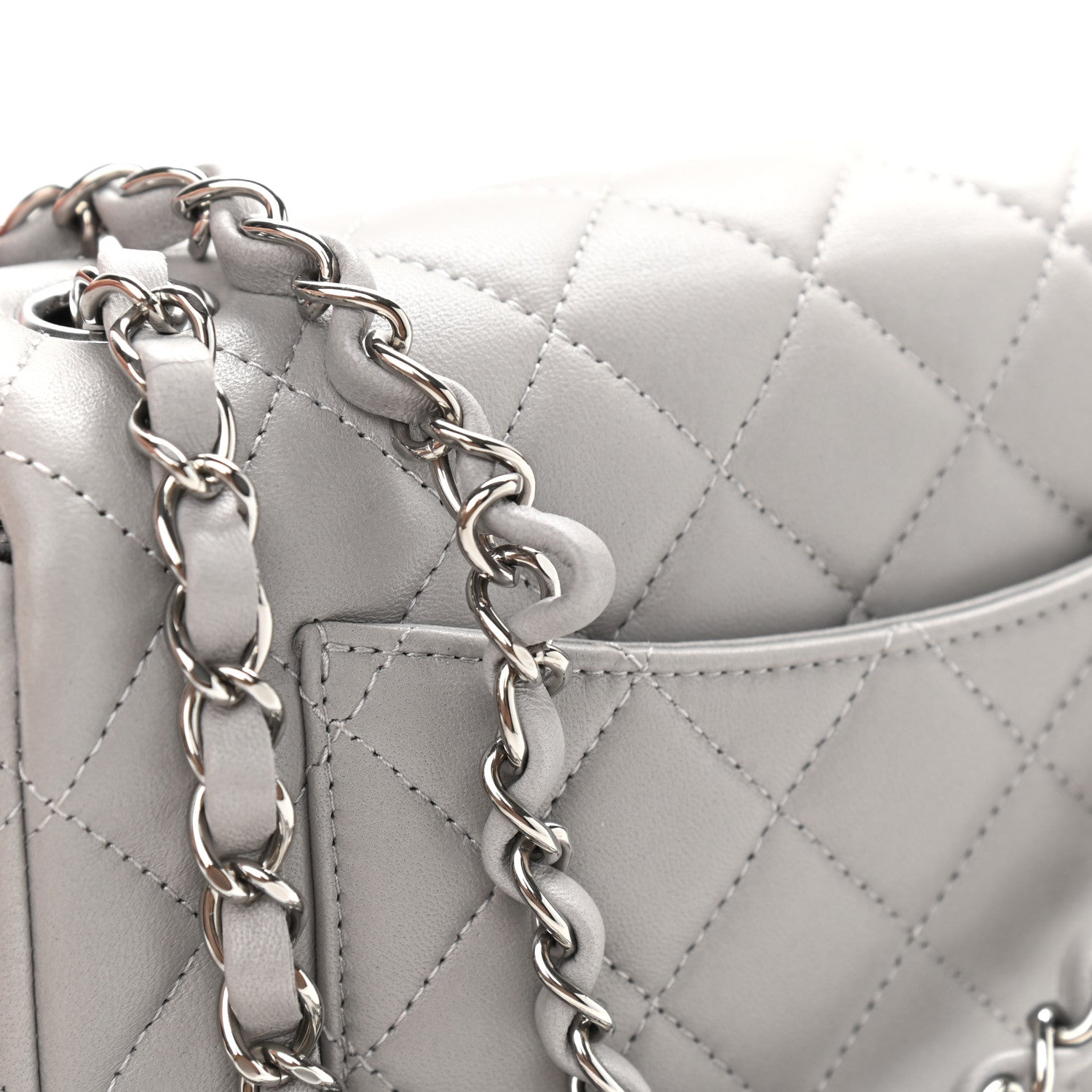 Chanel Lambskin Quilted Mini Rectangular Flap Grey 10 of 10