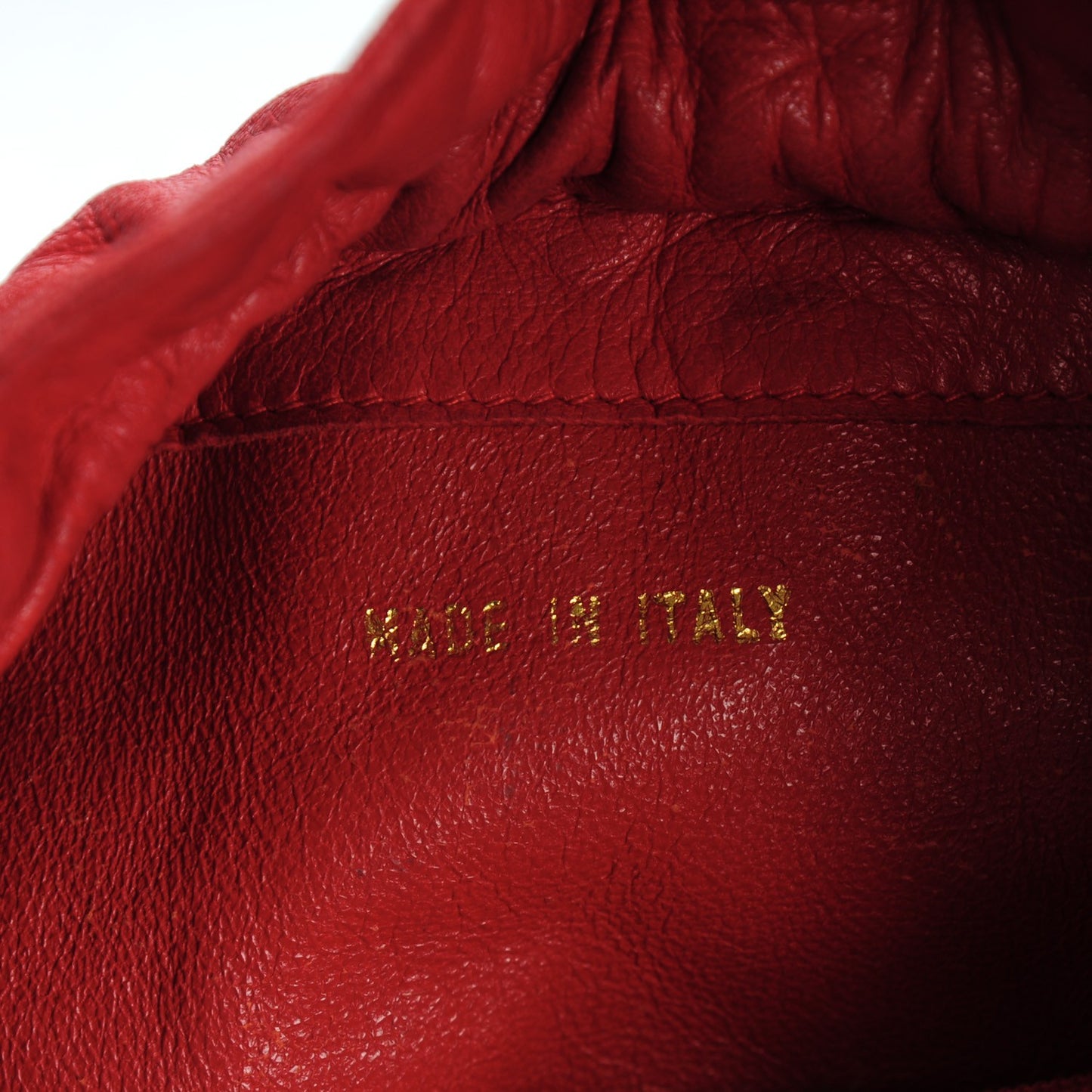 Lambskin Drawstring Pouch Bag Red