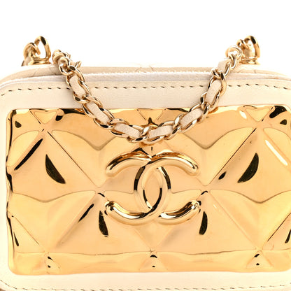 Chanel Lambskin Quilted Golden Plate Clutch With Chain White 8 of 11