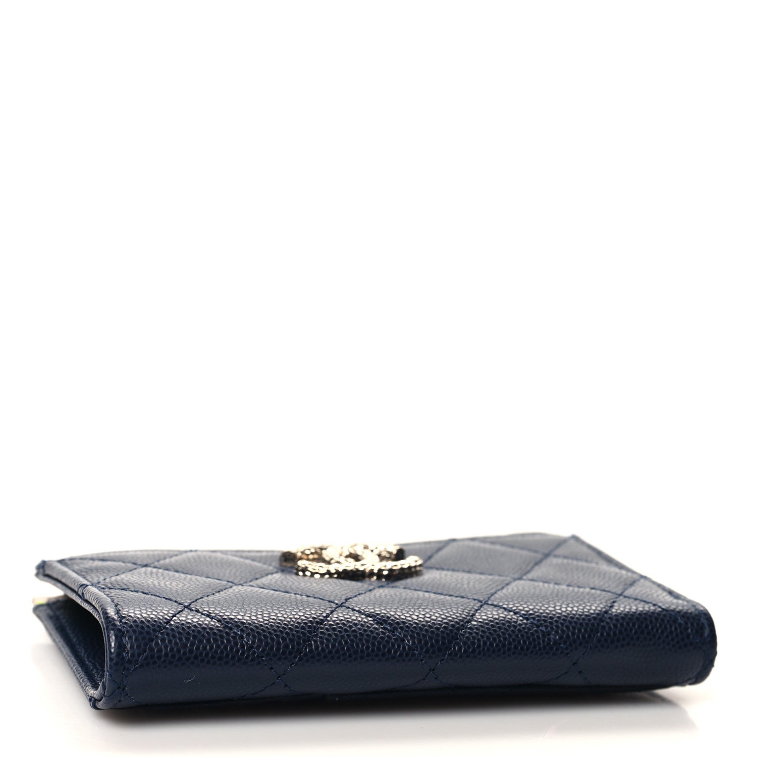 Chanel Caviar Quilted CC Zip Around Card Holder Blue 4 of 7