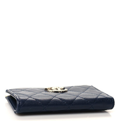 Chanel Caviar Quilted CC Zip Around Card Holder Blue 4 of 7