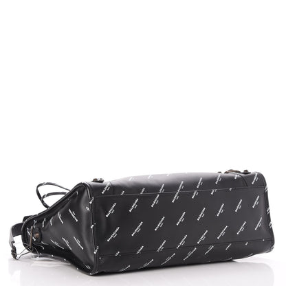 Balenciaga Veau Allover Logo Classic Hardware City Black White 5 of 8