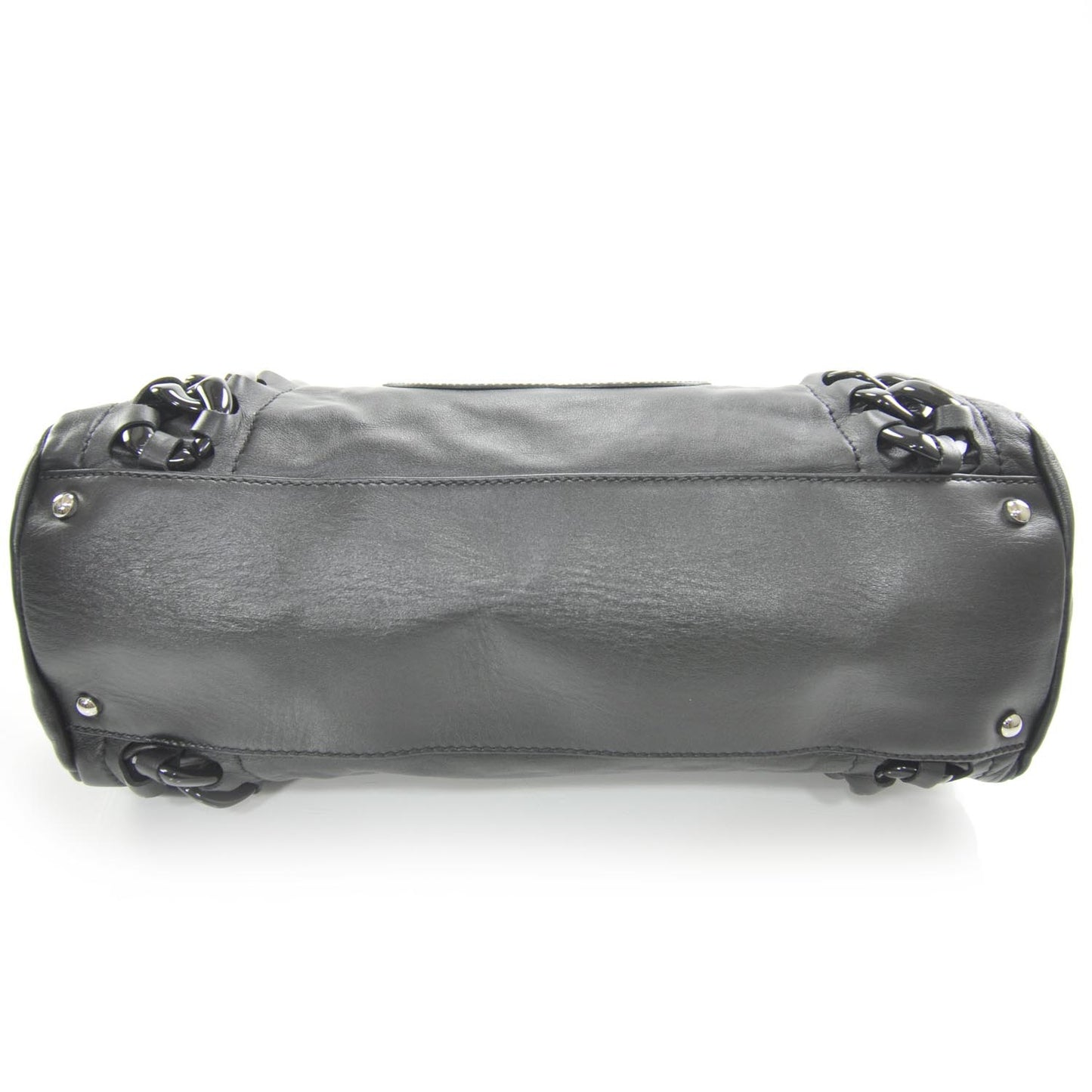 Leather Modern Chain Tote Black