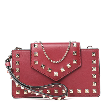 Valentino Garavani Calfskin Rockstud Phone Case With Chain Rosso Valentino 1 of 11