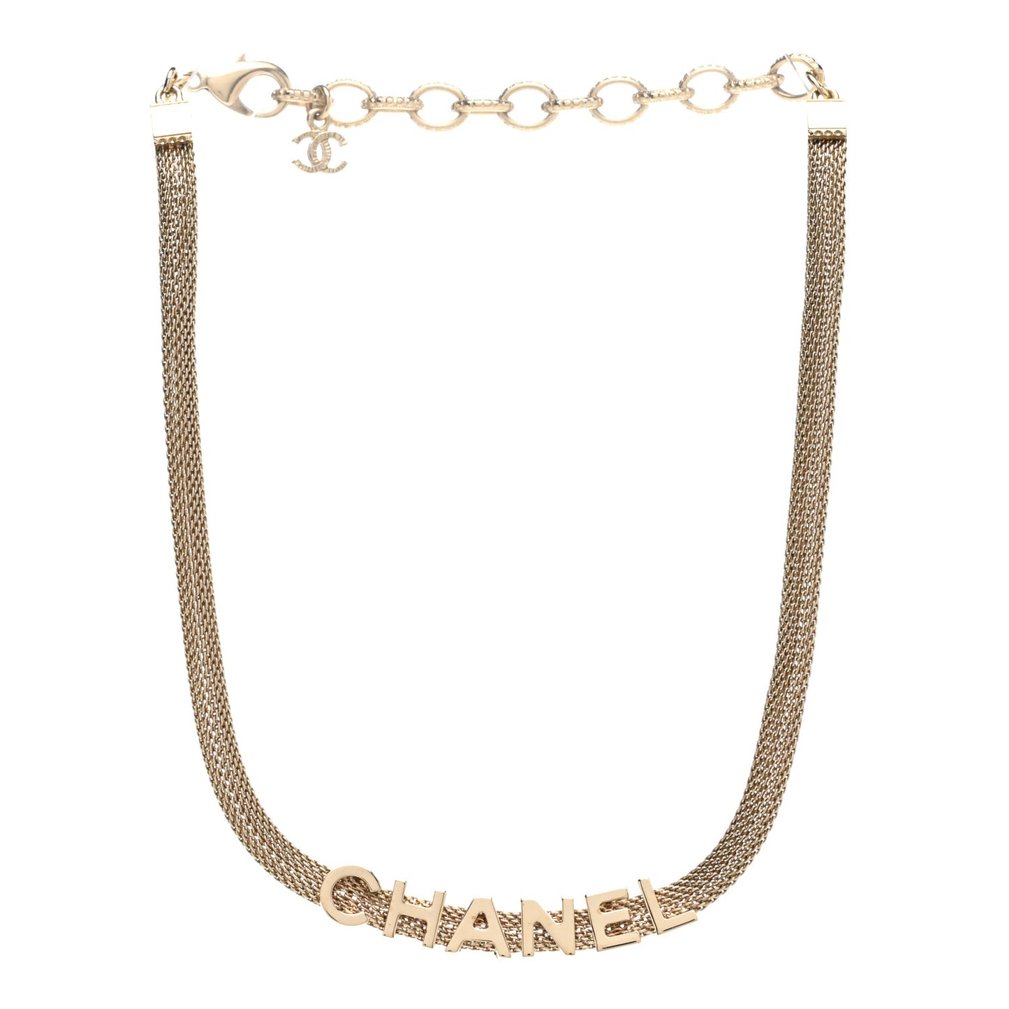 Mesh Logo Choker Necklace Gold