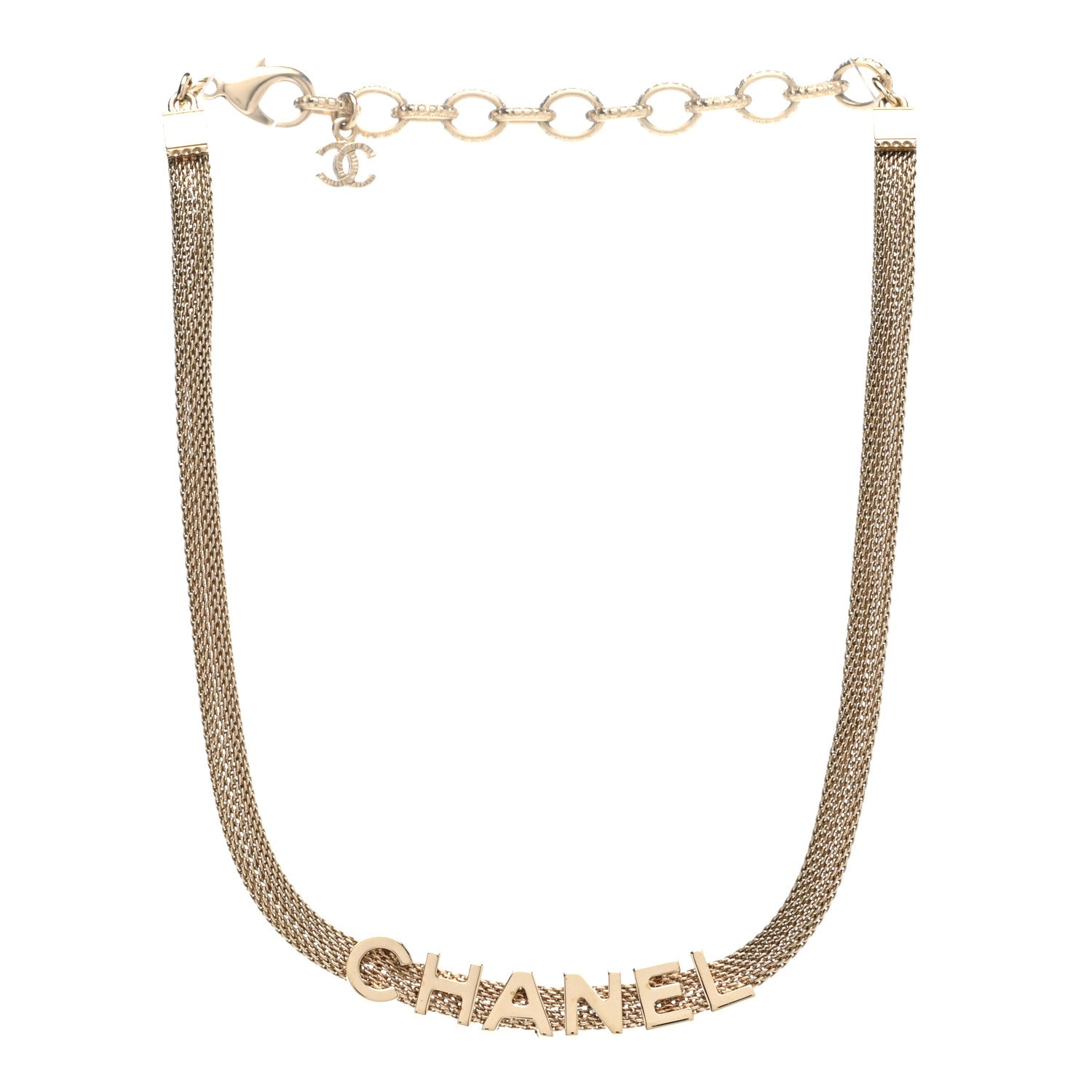 Chanel Mesh Logo Choker Necklace Gold 4 of 6