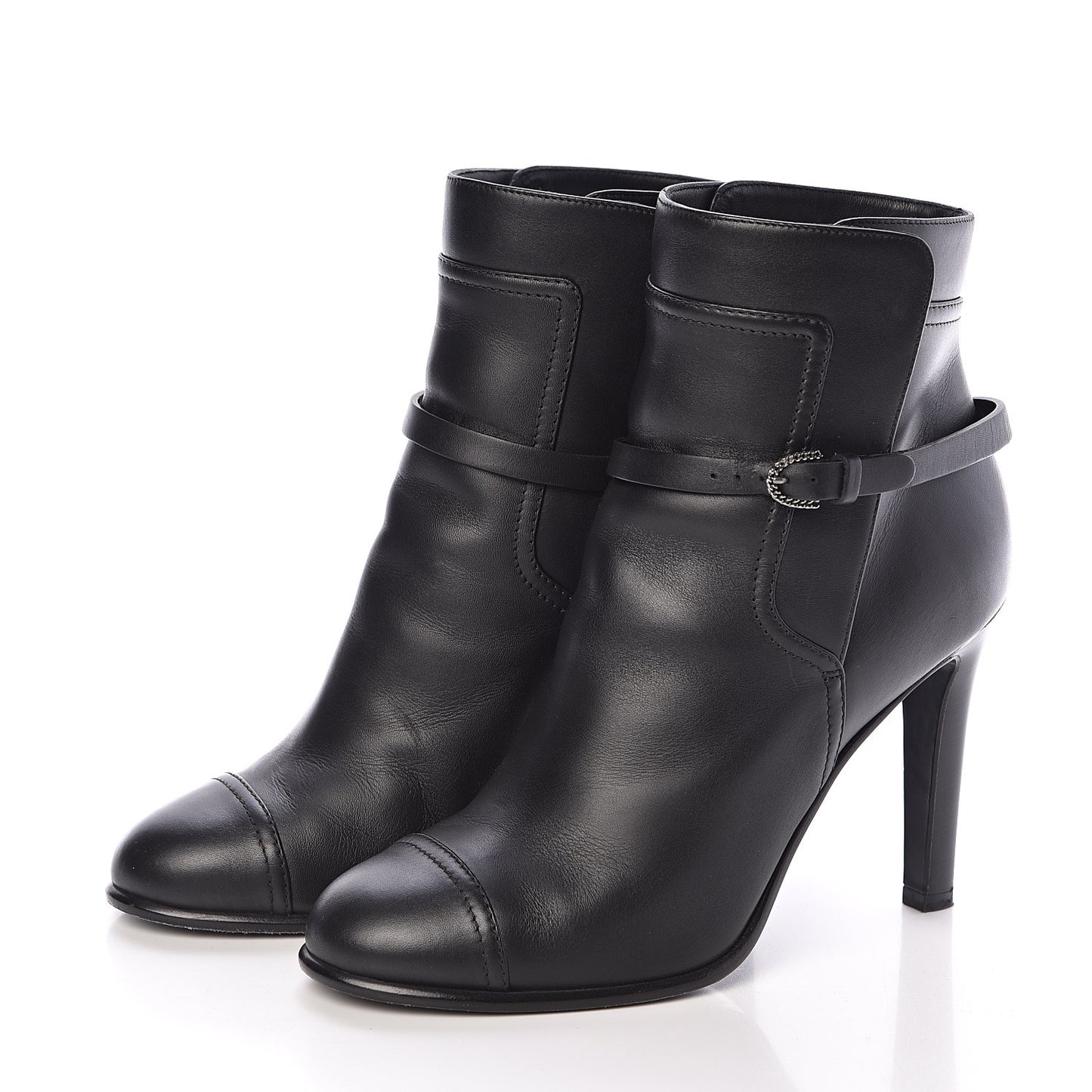 Calfskin CC Short Boots 38 Black
