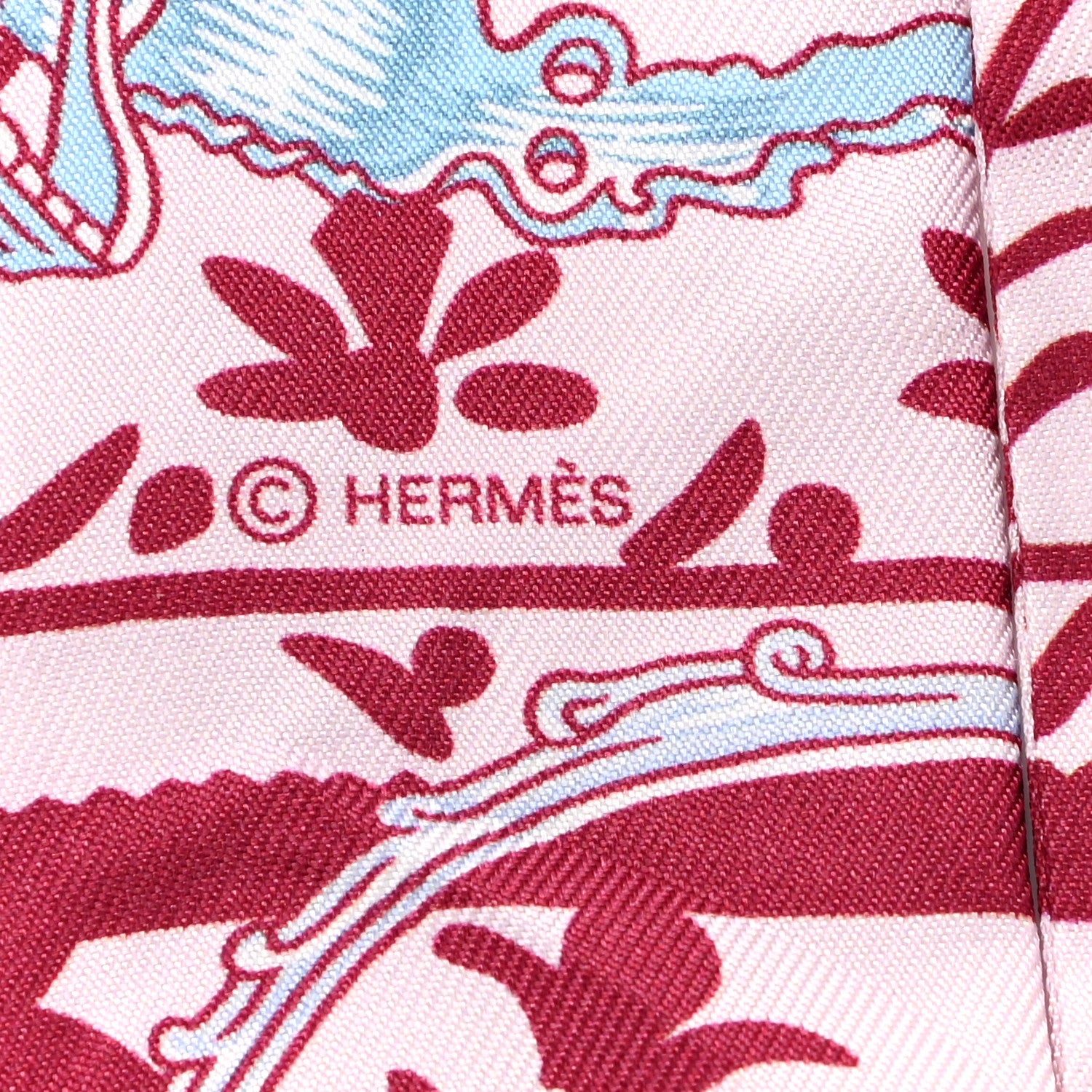 Hermes Silk Etriers Remix Twilly Rose Pale Bordeaux 3 of 4