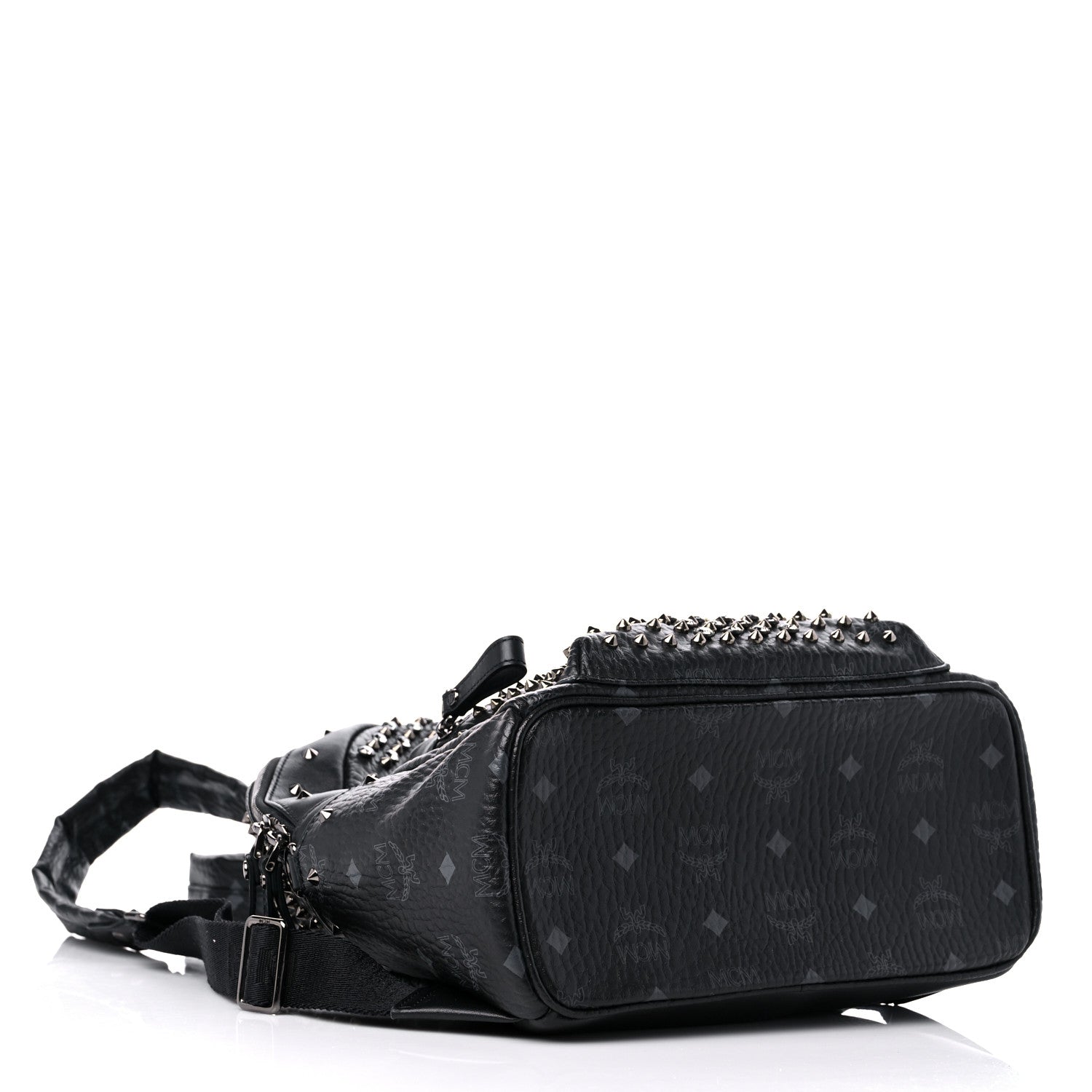 MCM Visetos Swarovski Studded Small Diamond Backpack Black 4 of 8