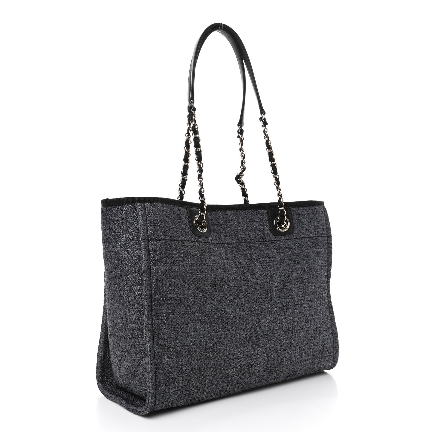 Mixed Fibers Calfskin Small Deauville Tote Black