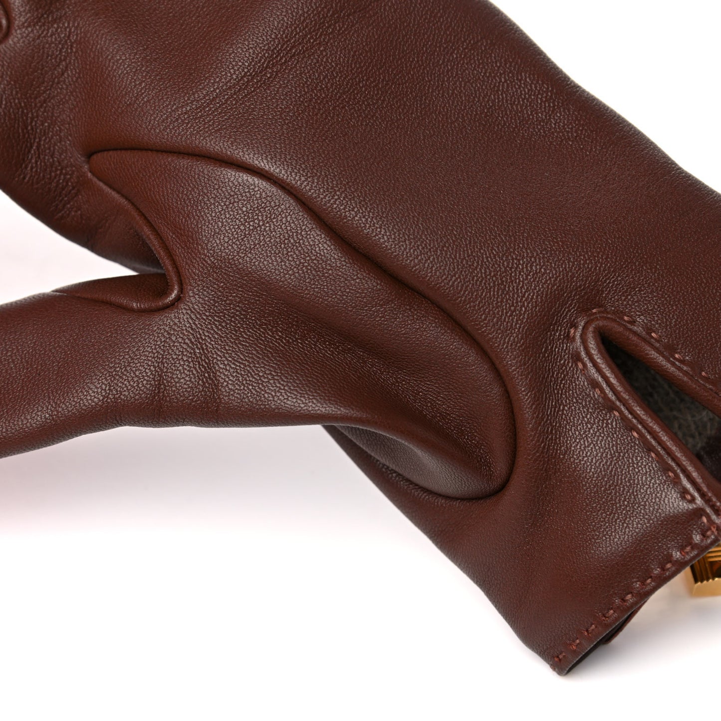 Lambskin Soya Kelly Lock Gloves 7.5 Brown