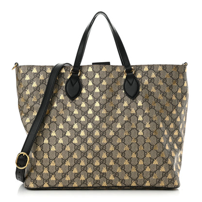 Gucci Soft GG Supreme Monogram Bees Medium Crossbody Tote Beige Oro Black 1 of 14