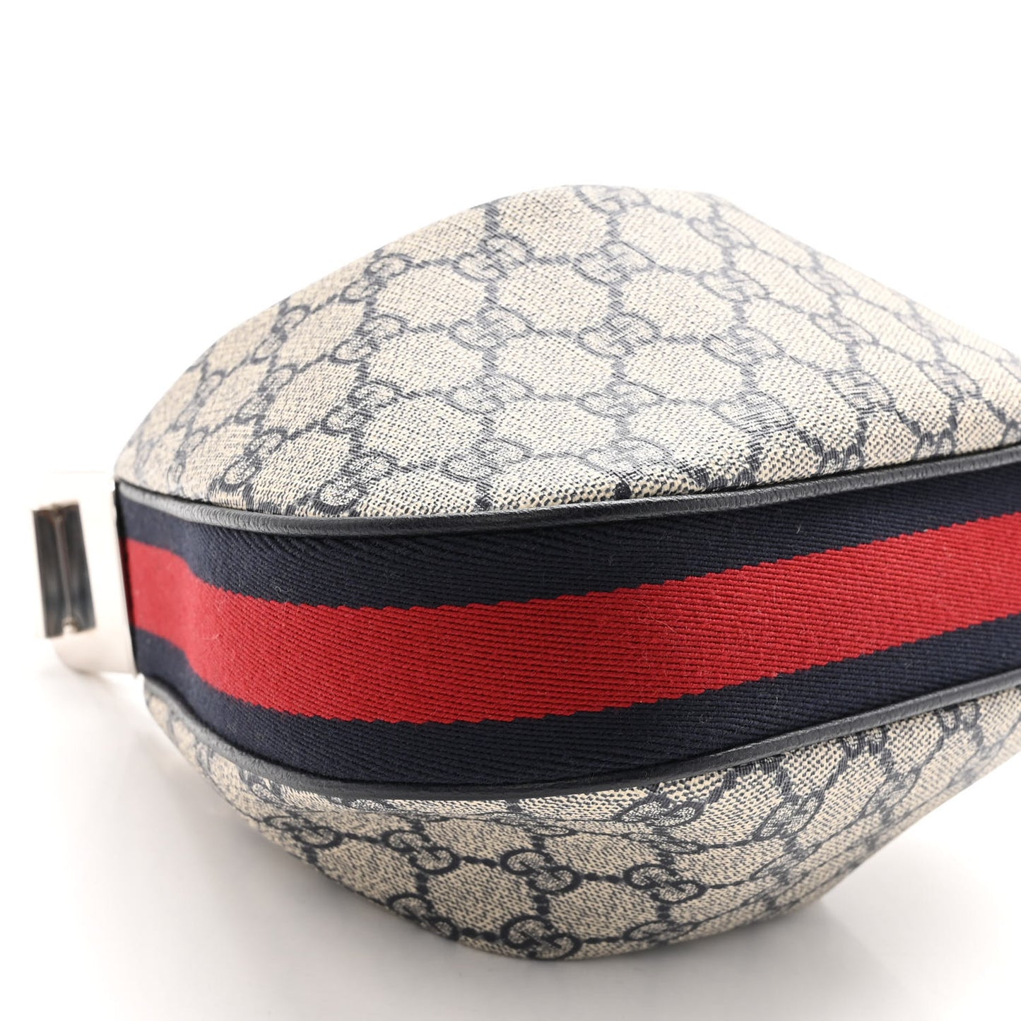 GG Supreme Monogram Textured Calfskin Web Small Attache Shoulder Bag Beige Blue