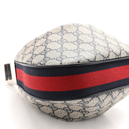 Gucci GG Supreme Monogram Textured Calfskin Web Small Attache Shoulder Bag Beige Blue 8 of 9