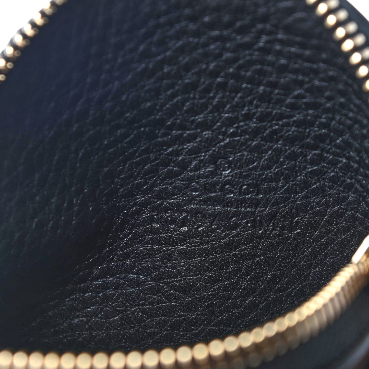 Pebbled Calfskin Round Coin Purse Black