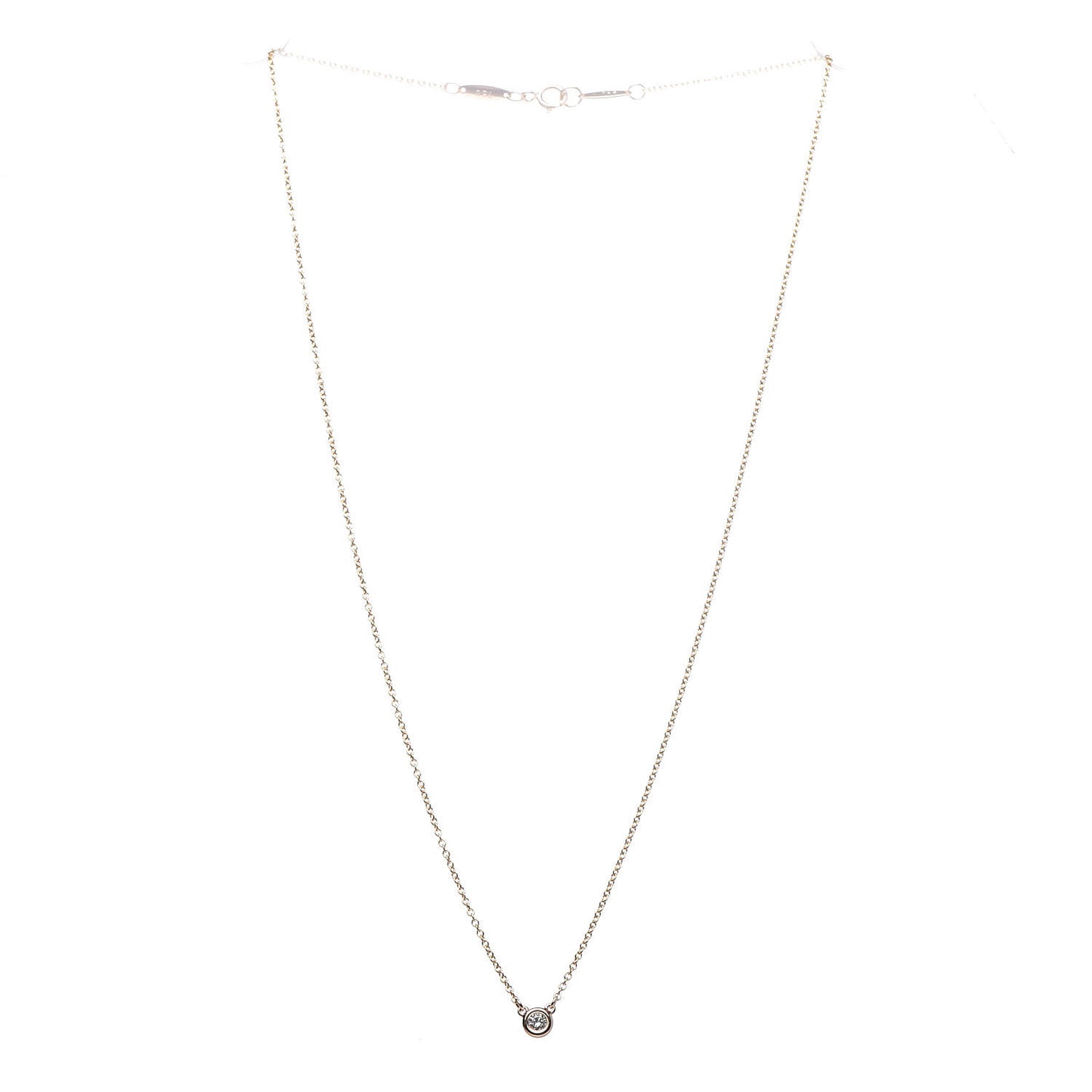 18K Rose Gold Diamond .07ct Elsa Peretti Diamonds by the Yard Pendant Necklace