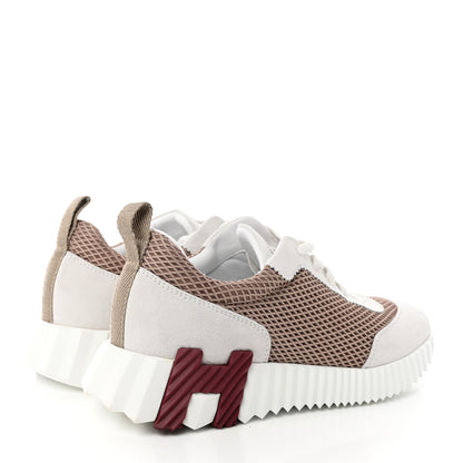 Hermes Air Mesh Suede Goatskin Bouncing Sneakers 36 Beige Argile White 4 of 12