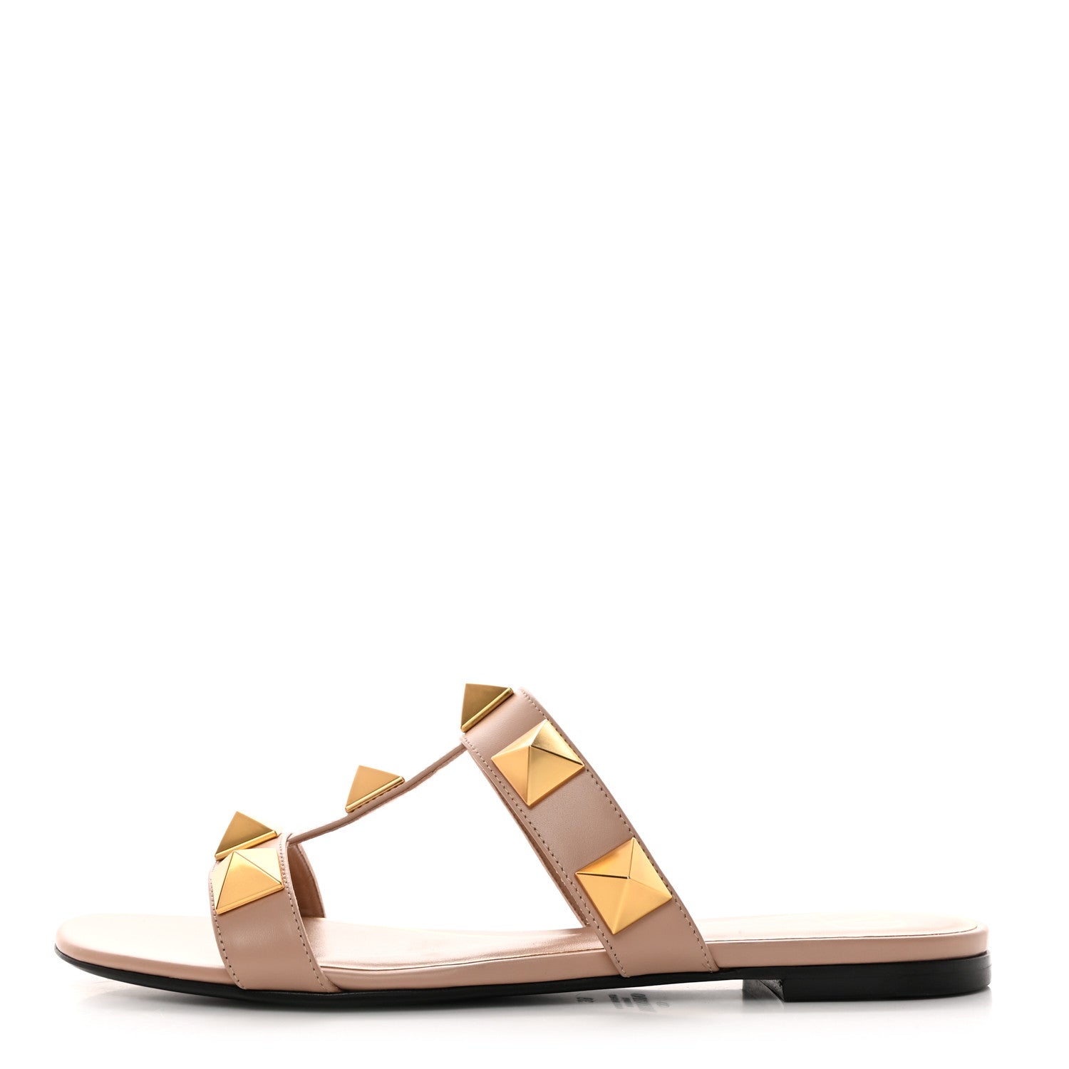 Valentino Garavani Calfskin Roman Stud Flat Slide Sandals 38 Rose Cannelle 1 of 9