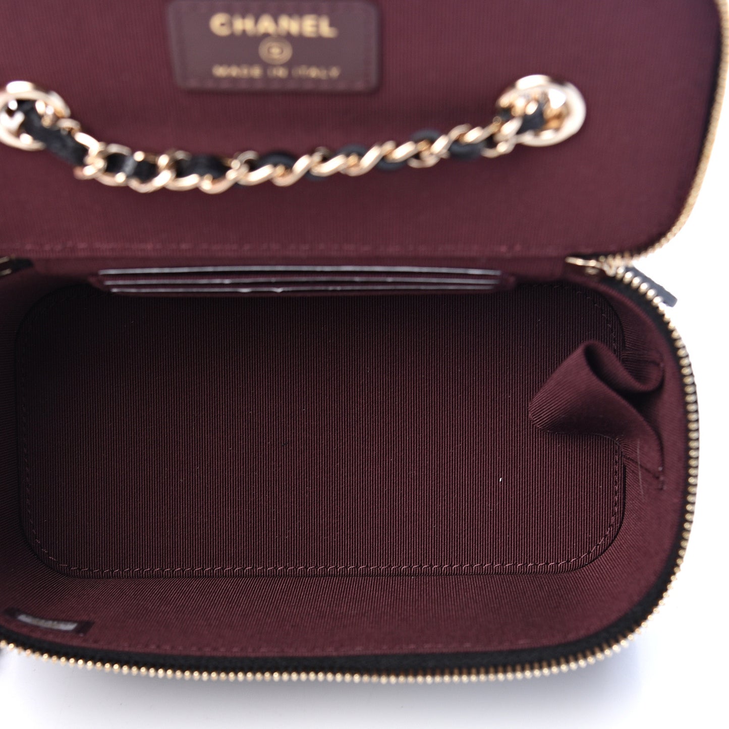 Caviar Quilted Small Vanity Case With Chain Black