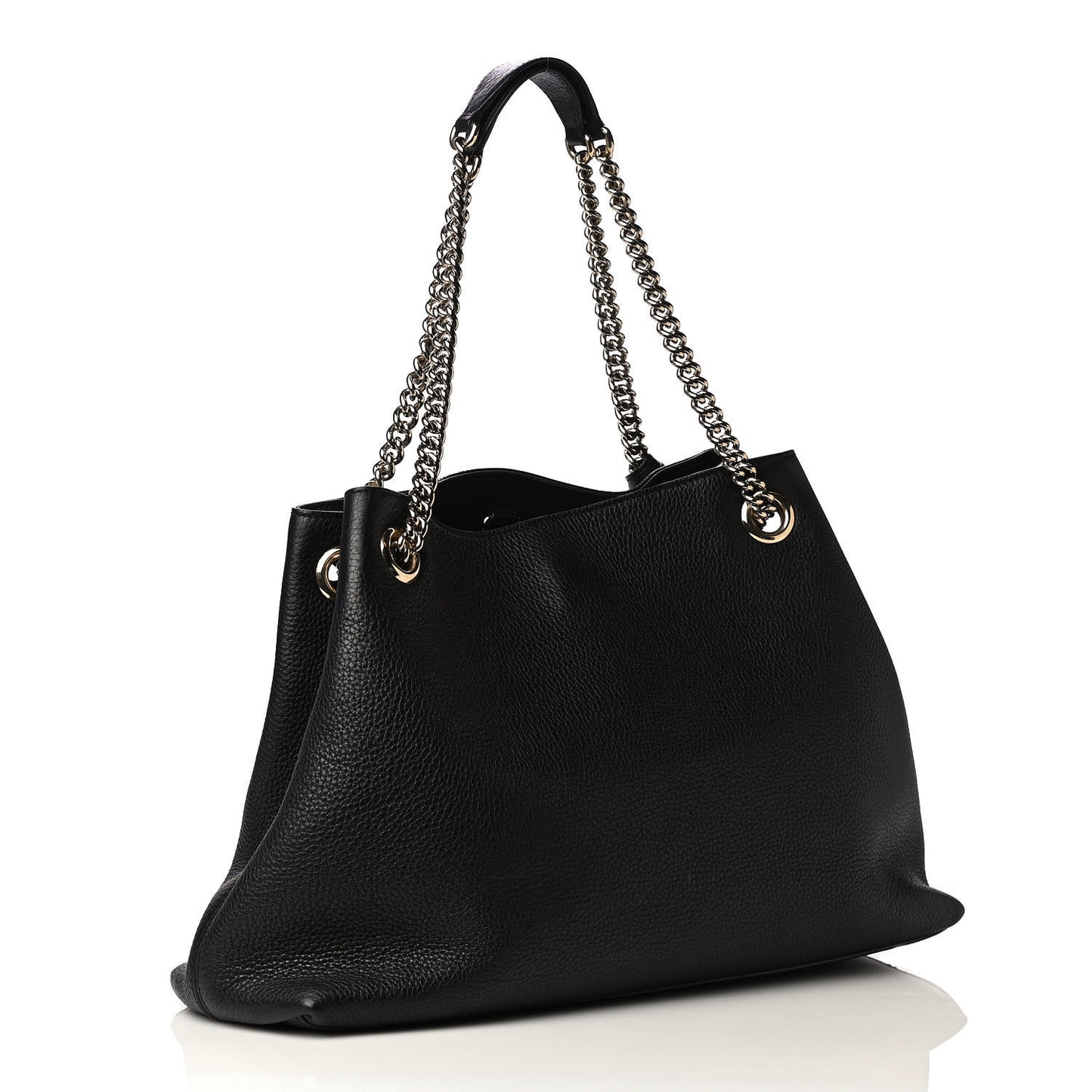 Pebbled Calfskin Medium Soho Chain Shoulder Bag Black
