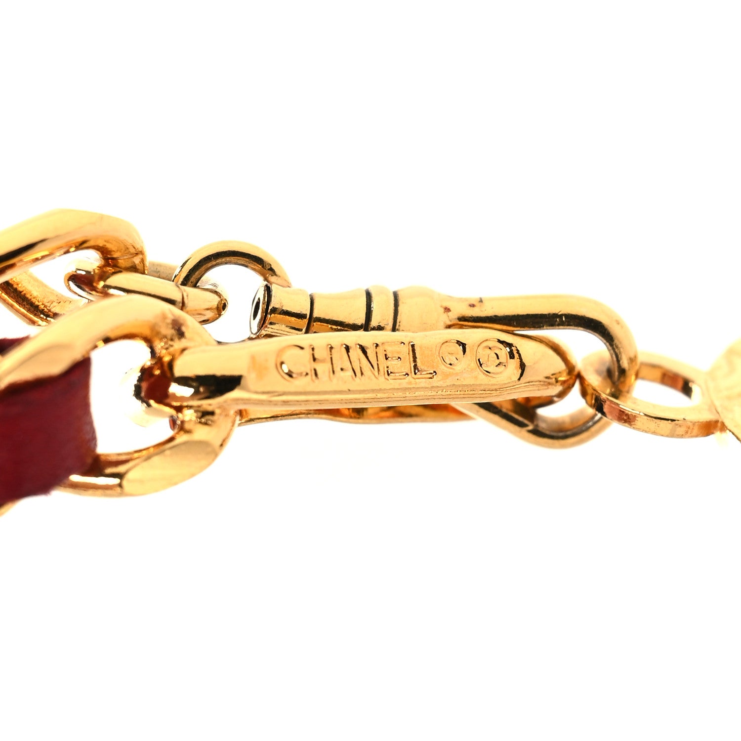 Chanel Lambskin Chain CC Medallion Belt Red Gold 3 of 5