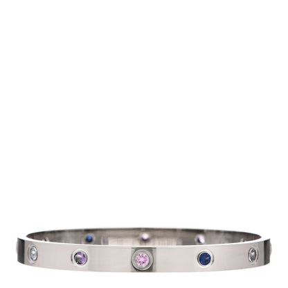 Cartier 18K White Gold Aquamarine Sapphire Spinel Amethyst LOVE Bracelet 17 2 of 8