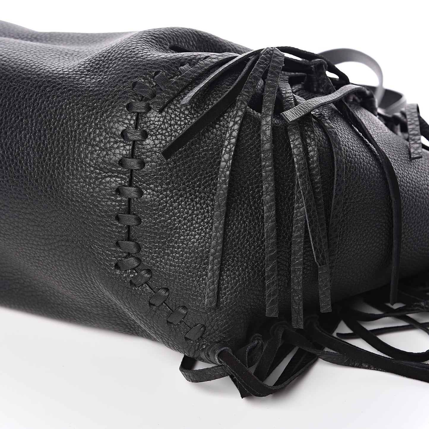 Grained Calfskin C-Rockee Fringe Tote Black