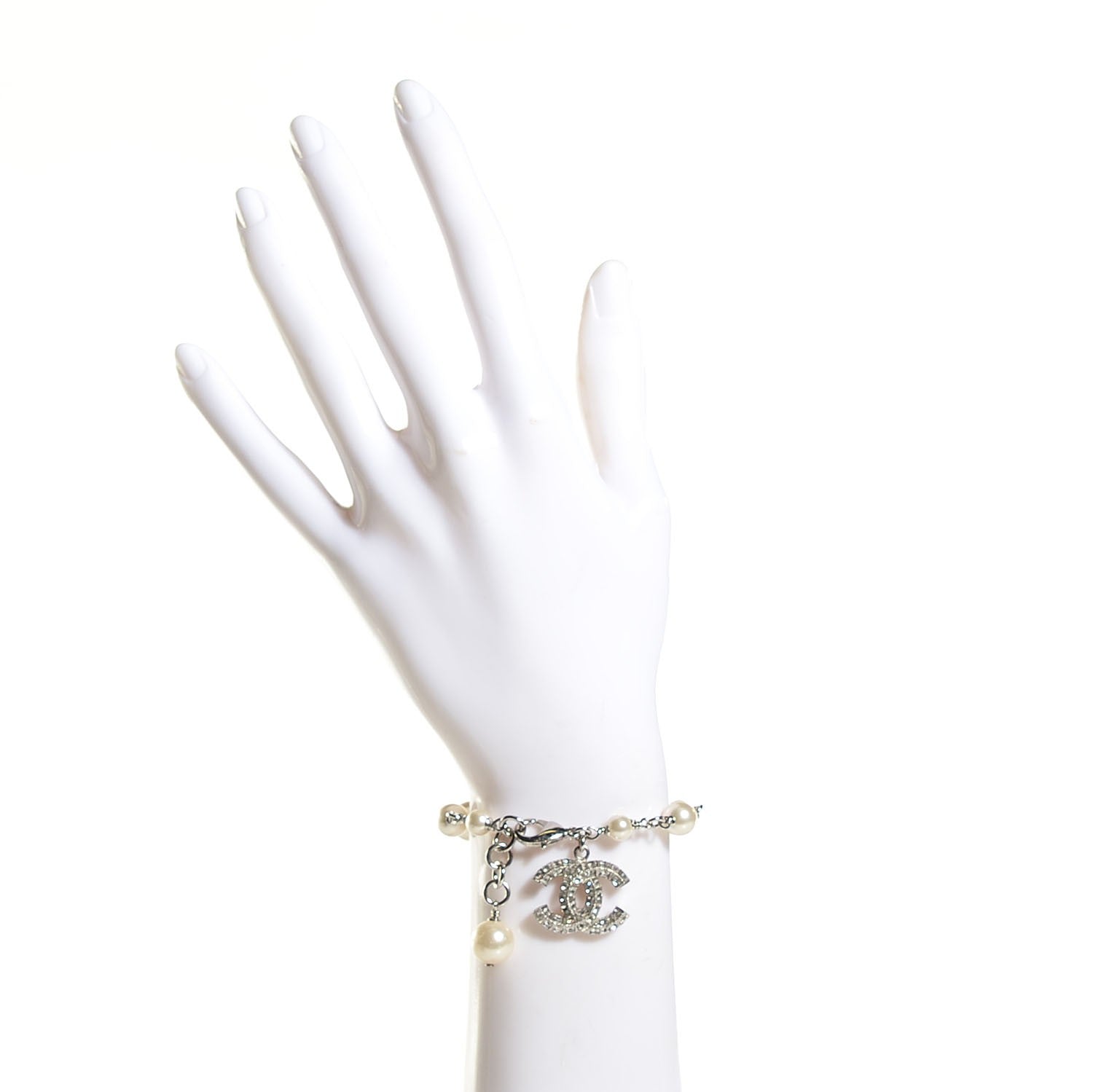 Chanel Baguette Crystal Pearl CC Bracelet Gold 2 of 6