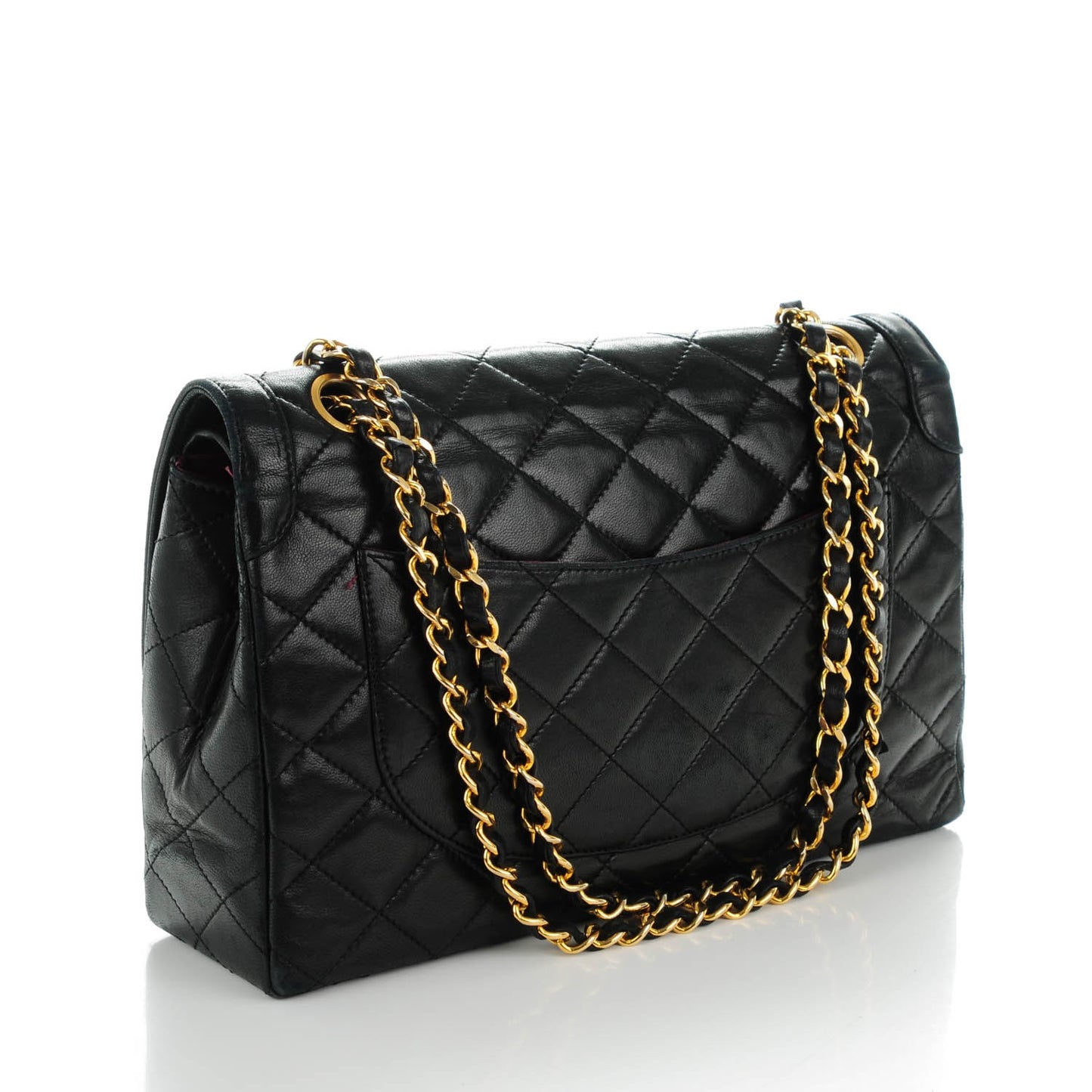 Lambskin Quilted Medium Double Flap Black