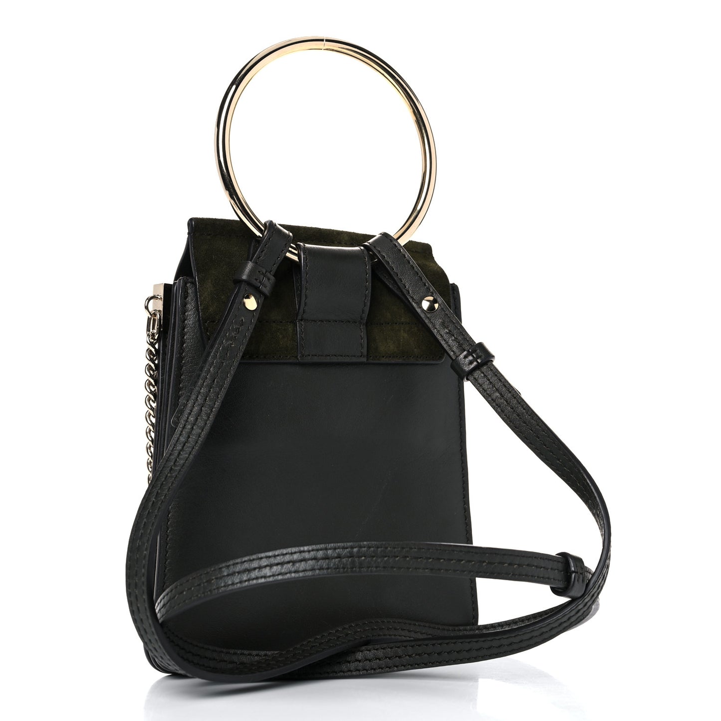 Suede Calfskin Mini Faye Bracelet Bag Forest Green