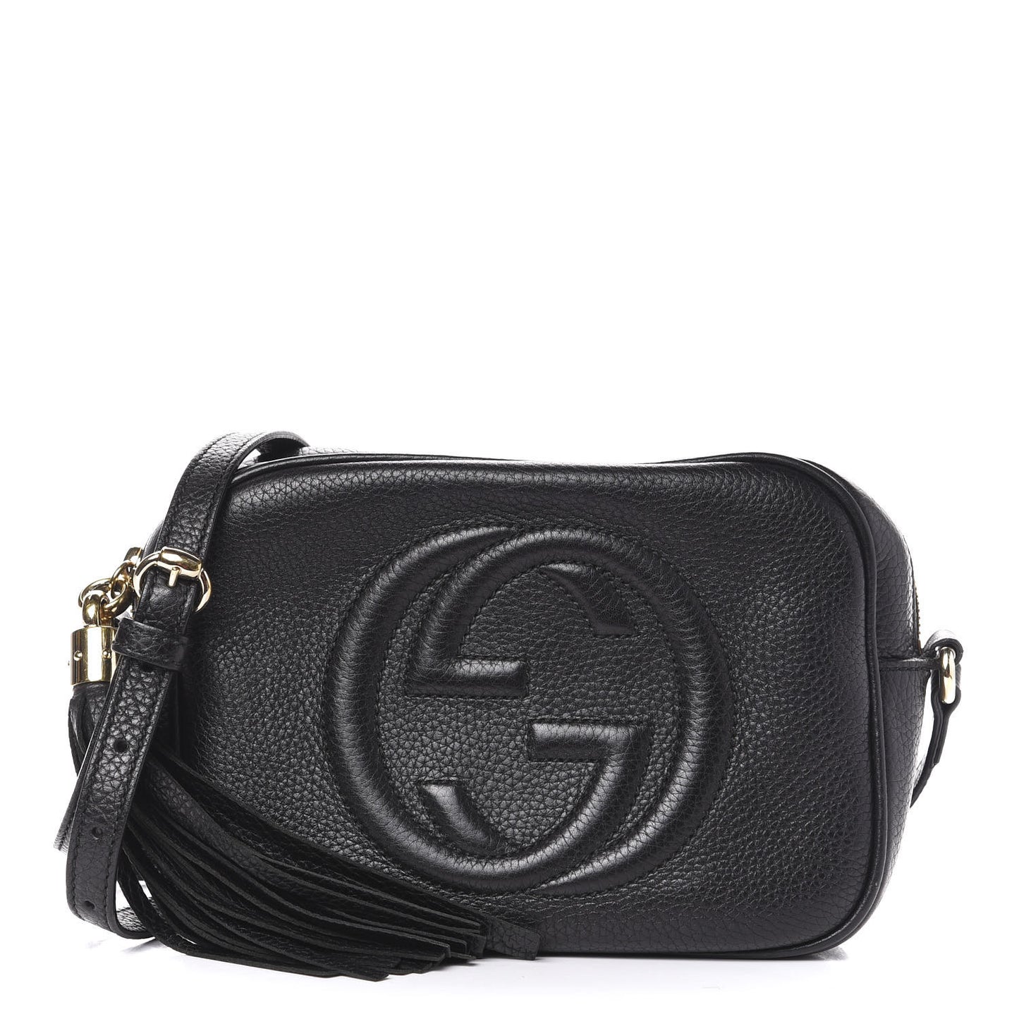 Pebbled Calfskin Small Soho Disco Bag Black