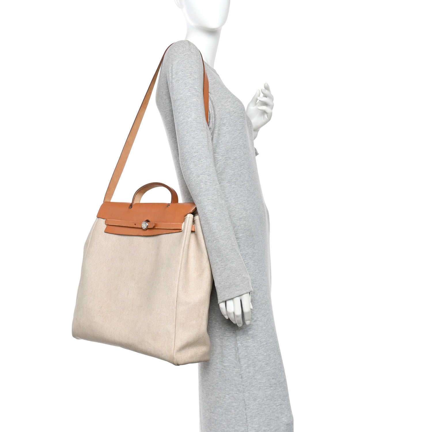 Hermes Toile Vache Calfskin Herbag 39 MM Natural 2 of 9