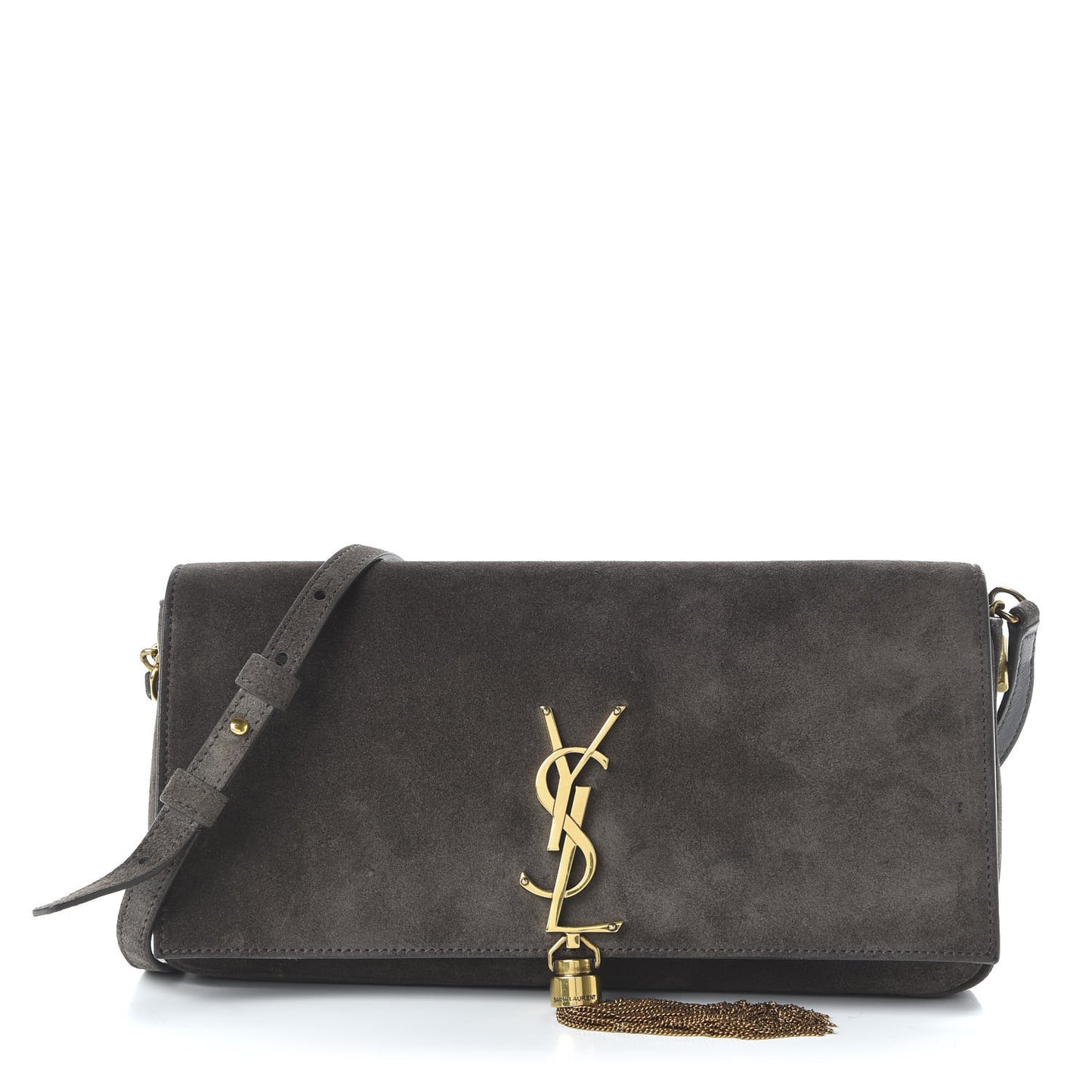 Suede Monogram Tassel Kate 99 Pebble