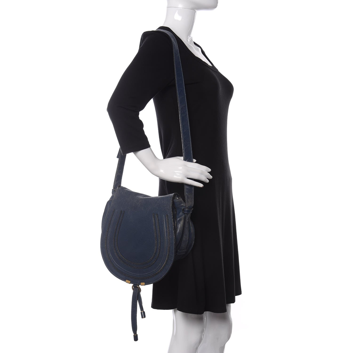 Chloe Calfskin Medium Marcie Round Crossbody Bag Navy 2 of 21