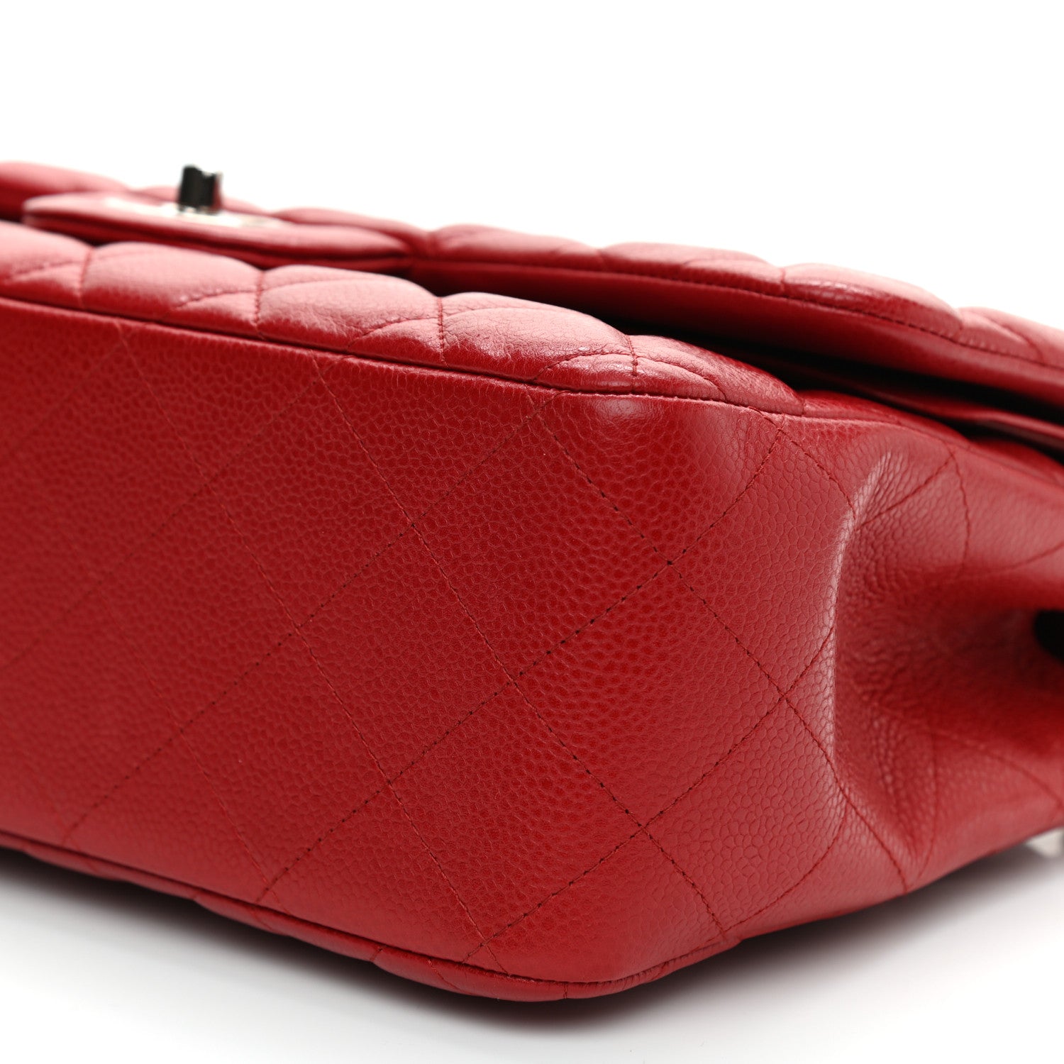 Chanel Caviar Quilted Jumbo Double Flap Red 9 of 11