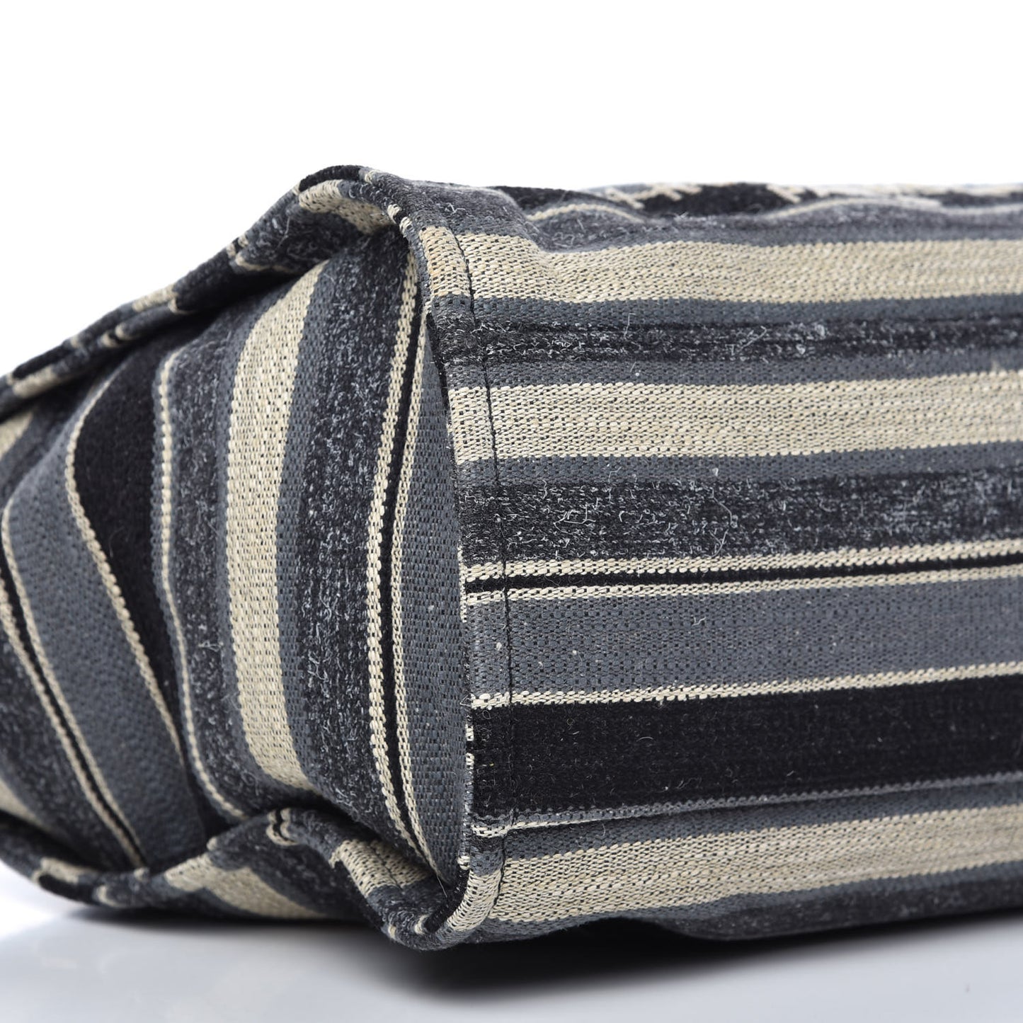 Striped Canvas Medium Deauville Tote Black
